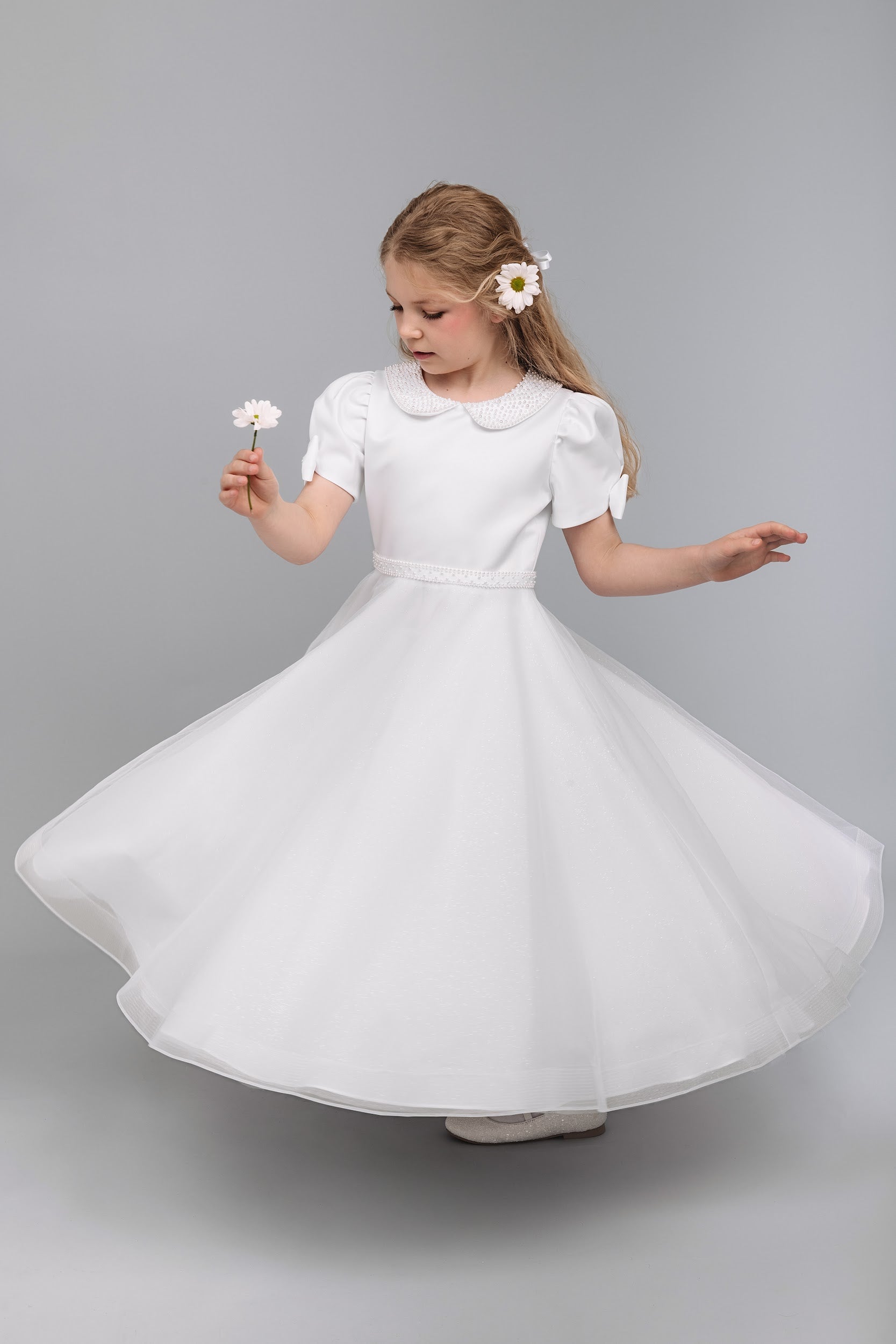 Paula's Communion Girls White Communion Dress:- PJ95