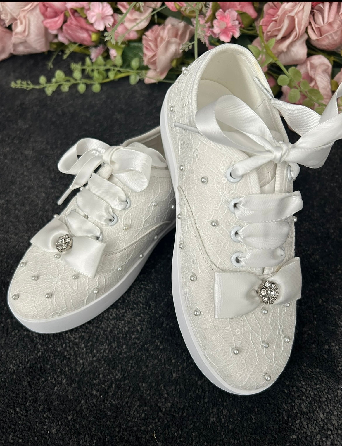Paula’s Communion- White Glitter Communion Shoes - PS-02