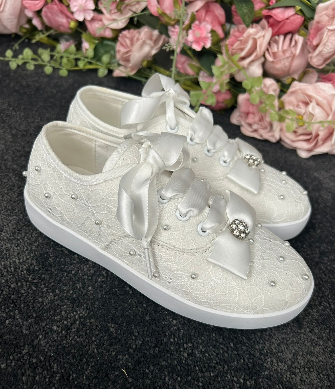 Paula’s Communion- White Glitter Communion Shoes - PS-02