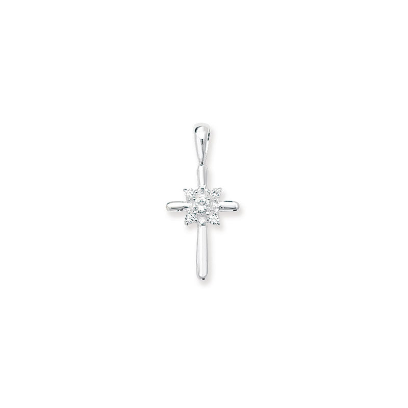 Holy Communion S/S CZ Cross Pendant