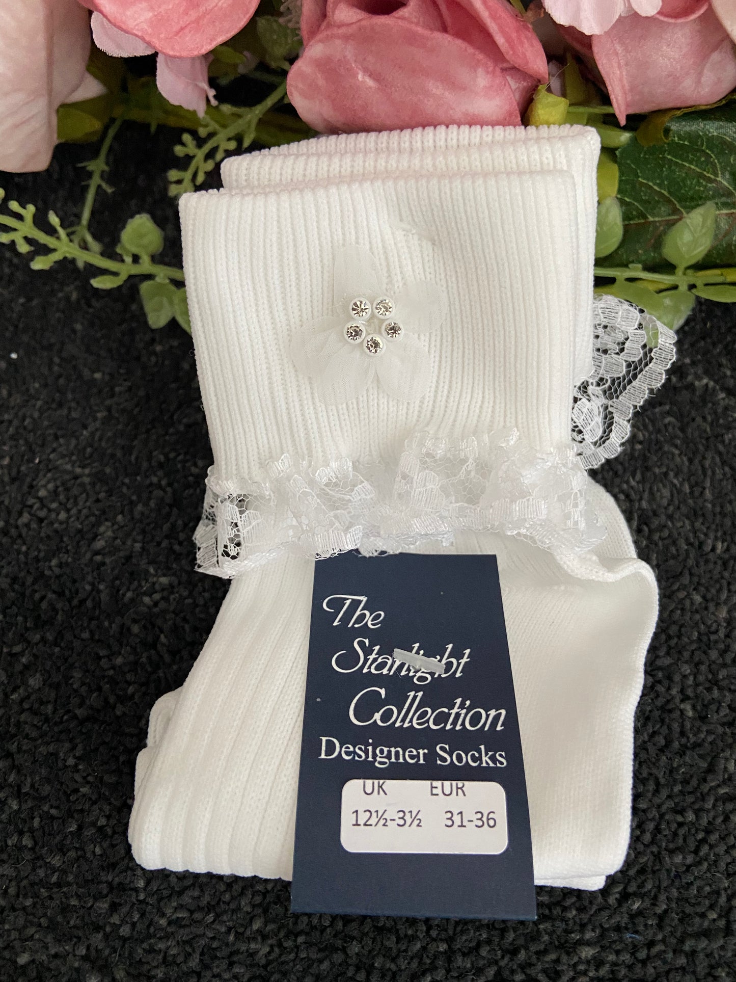 The Starlight Collection - Tammy Kelly Single Frill Communion Socks White