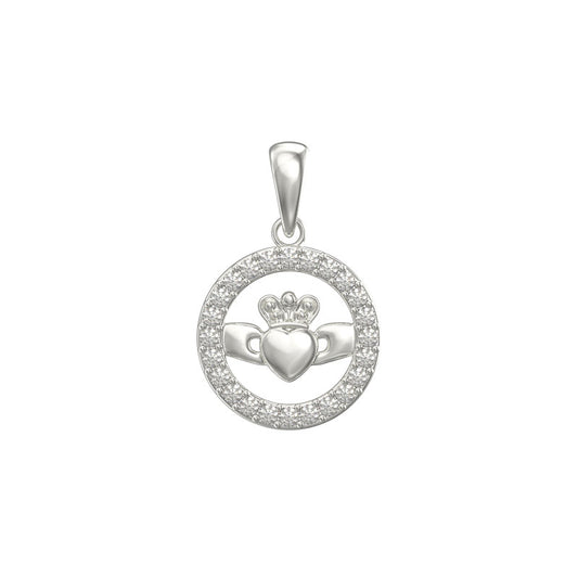 Sterling silver c/z Claddagh Pendant
