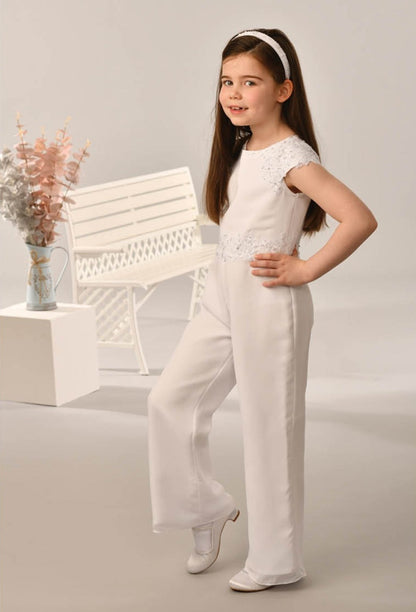 Sweetie Pie White Communion Jumpsuit SR721