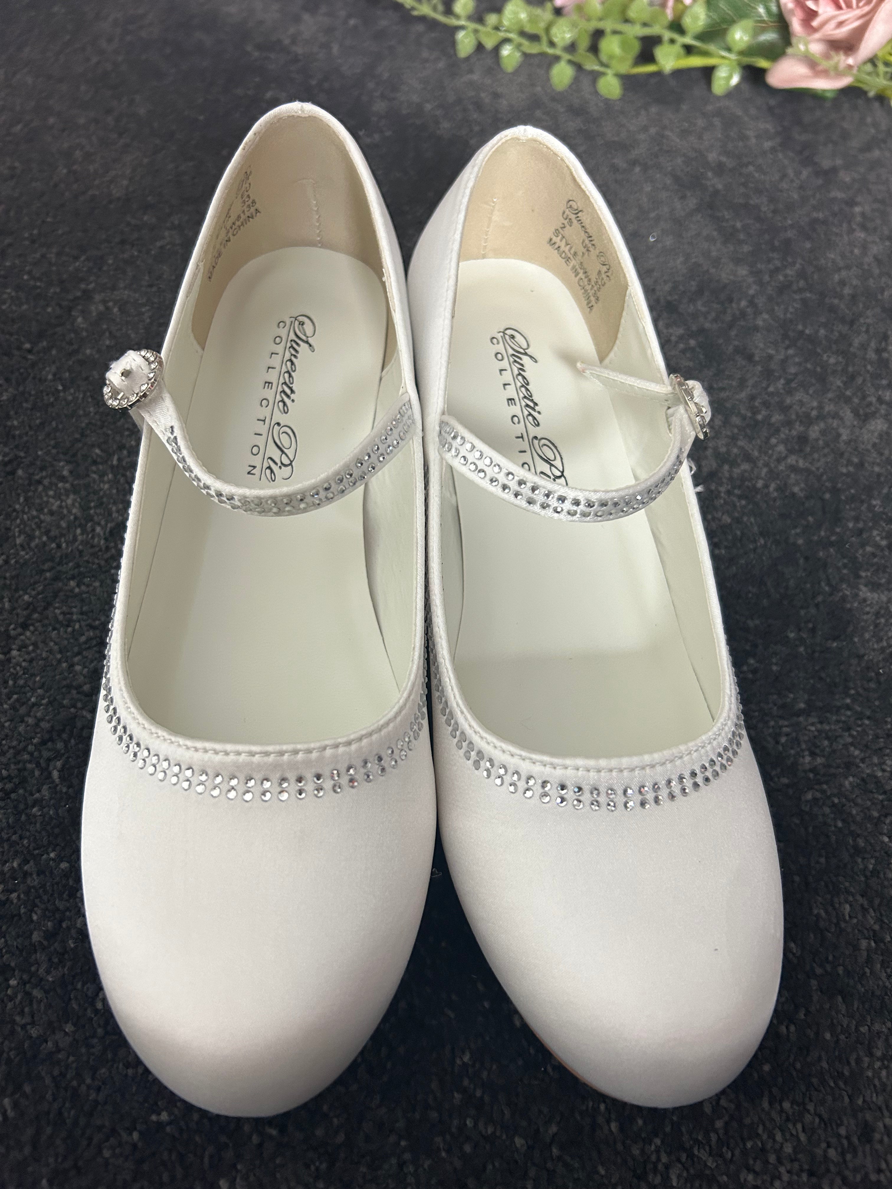 Sweetie Pie Girls White Communion Shoes SW6138 Kouture Kids Ni