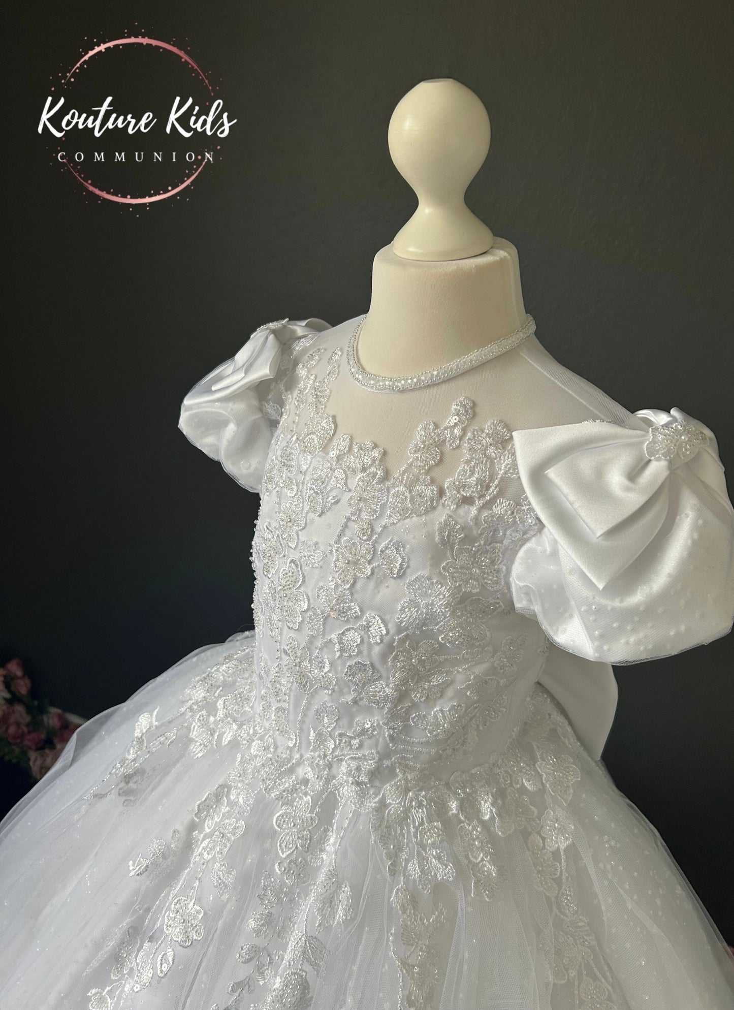 Polka White Communion Dress - 176