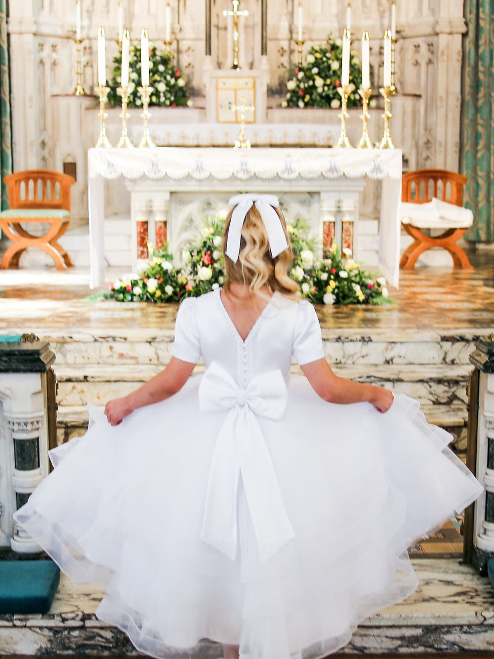 Crystal & Pearl - Ava Communion Dress 3 layered Tulle Skirt COM44