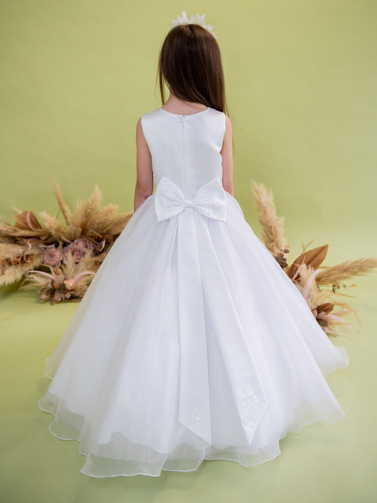 Linzi Jay White Pearl & Diamante Cross Satin Edge:- LA174WT2 main image 1