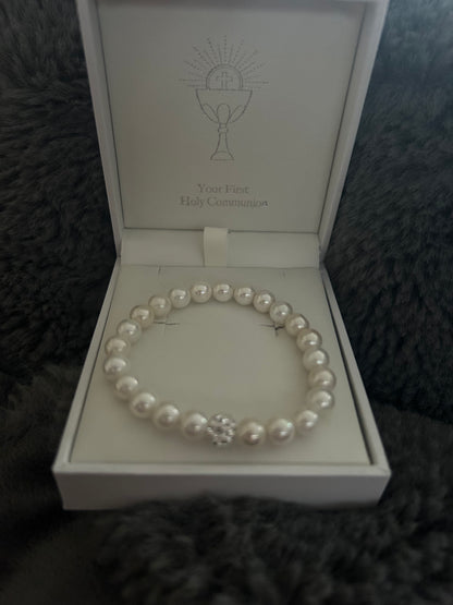 Holy Communion Kids Stretchy Pearl Bracelet