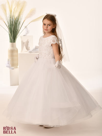 Sweetie Pie White Communion Dress with Cape RB658