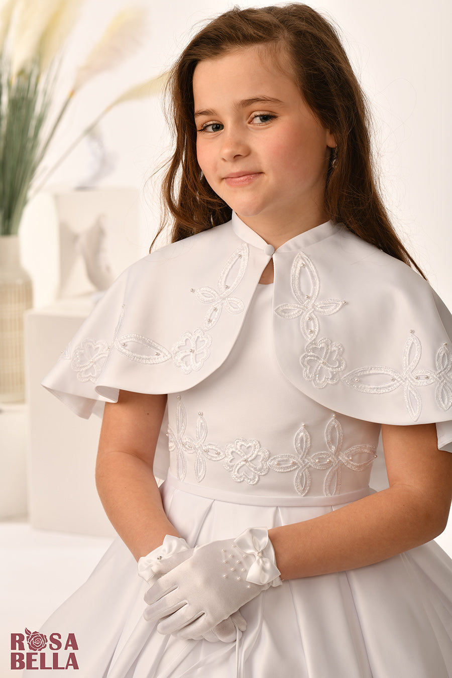 Sweetie Pie White Communion Dress with Cape RB663