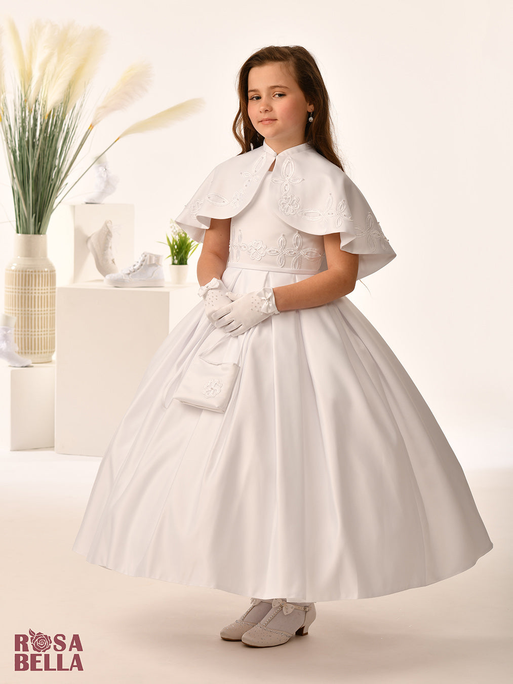 Sweetie Pie White Communion Dress with Cape RB663