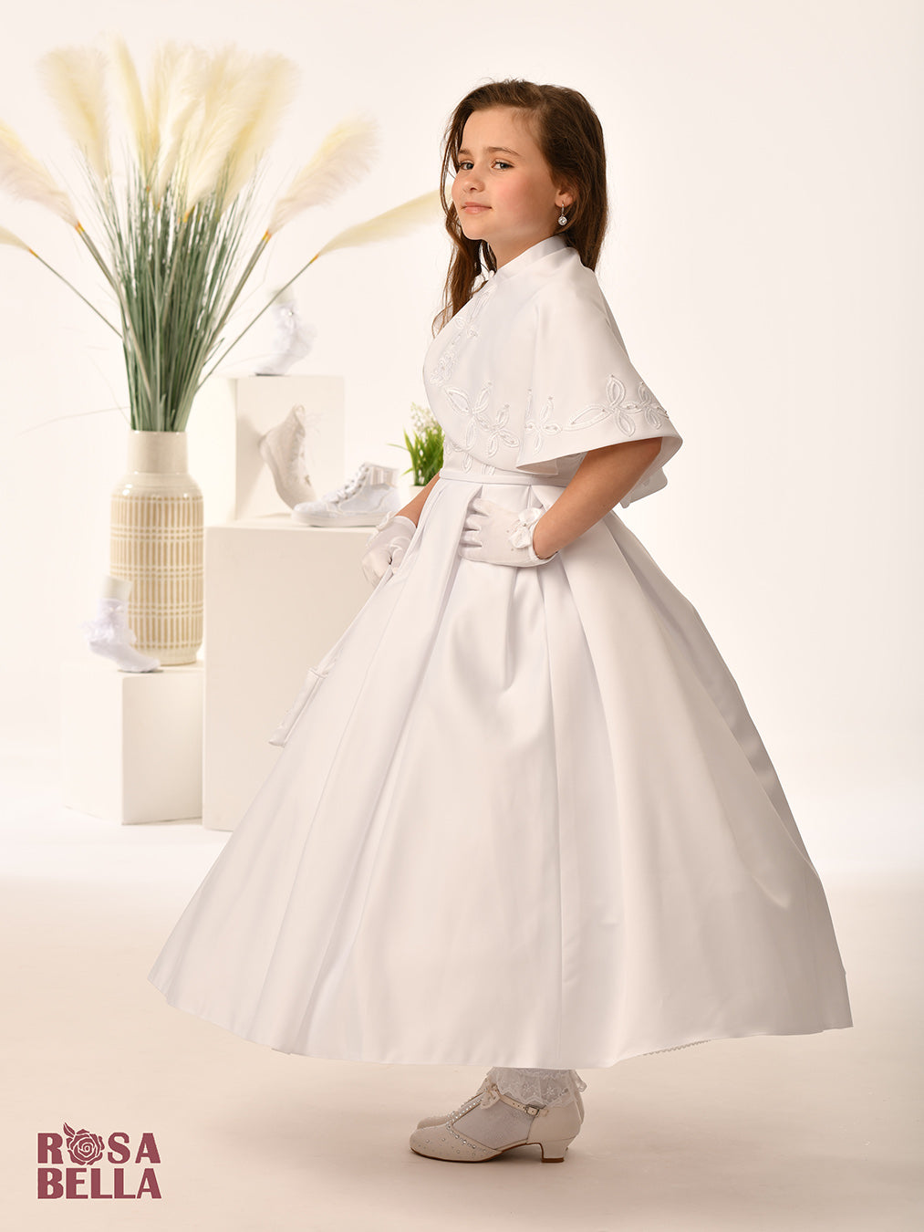 Sweetie Pie White Communion Dress with Cape RB663